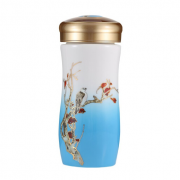 湖畔居 陶瓷茶杯 中国风 双层陶瓷水杯 上海礼品公司定制
